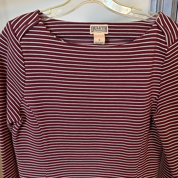 Duluth Trading Co Long Sleeve Dress - Red and White Stripes - Picture 3 of 6